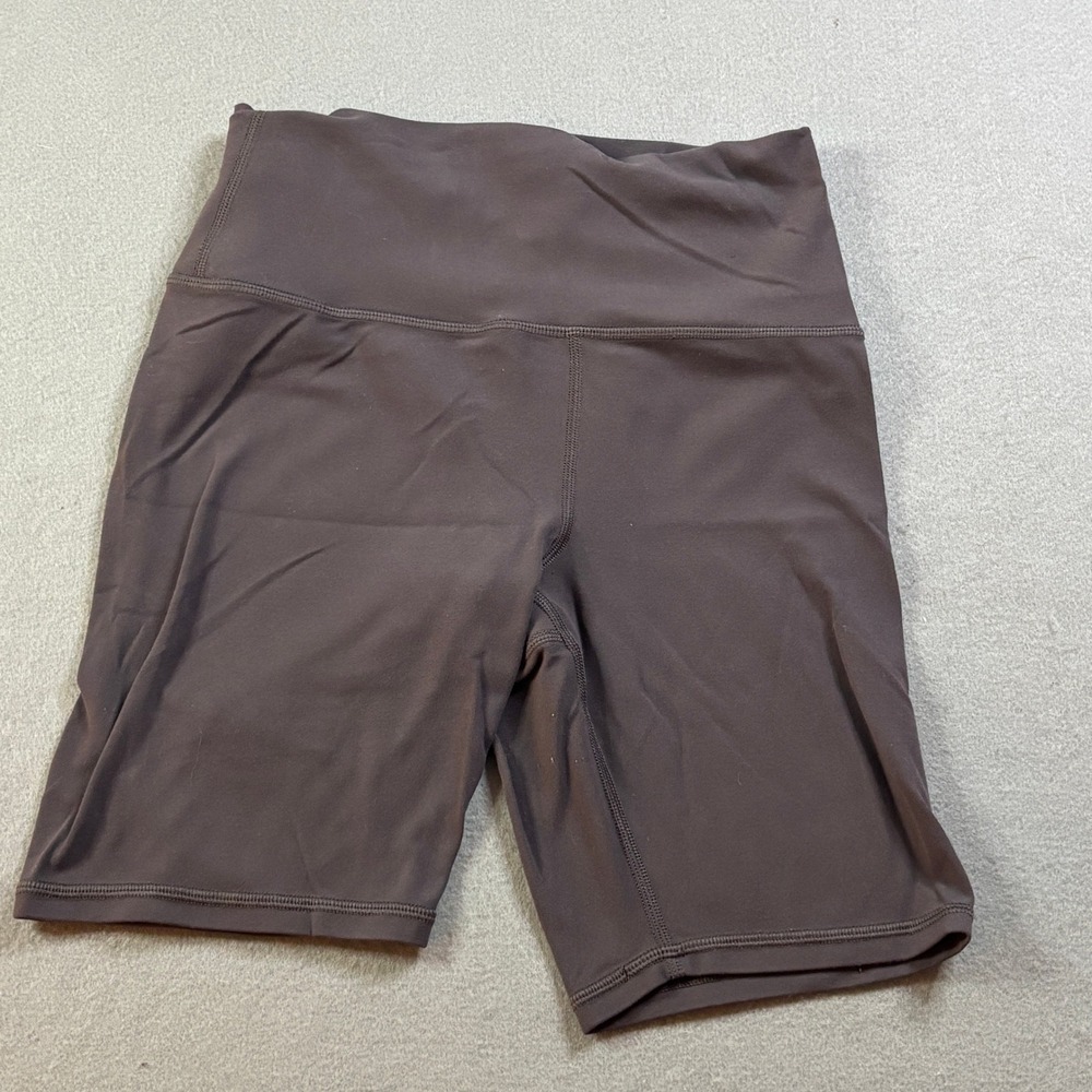 Athleta Transcend 7" Biker Shorts Womens Small Petite SP Brown Yoga High Rise